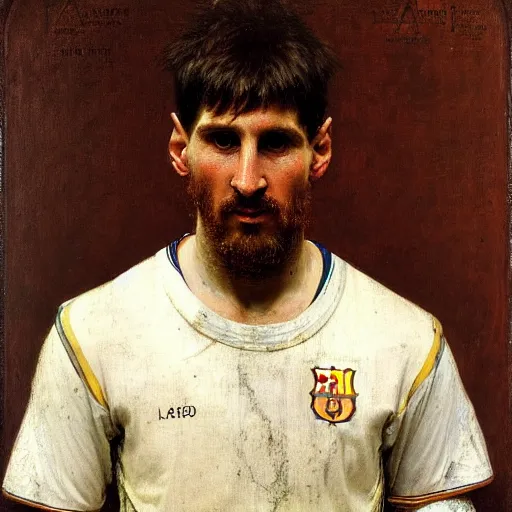 Image similar to a portrait of lionel messi by lawrence alma - tadema