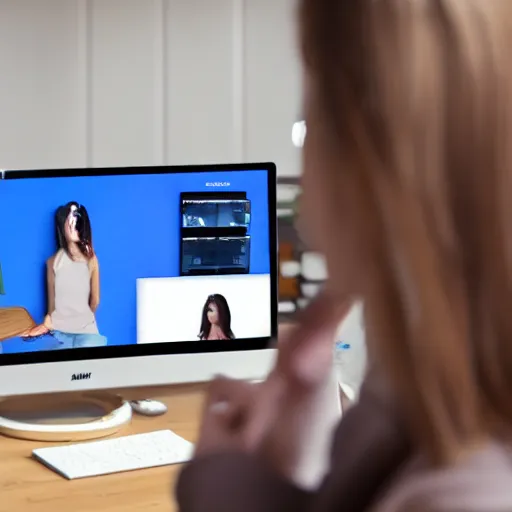 Prompt: A person using a computer watching themselves use a computer watching themselves use a computer