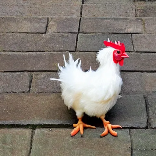 Image similar to photography cute chicken dressed as a prisioner