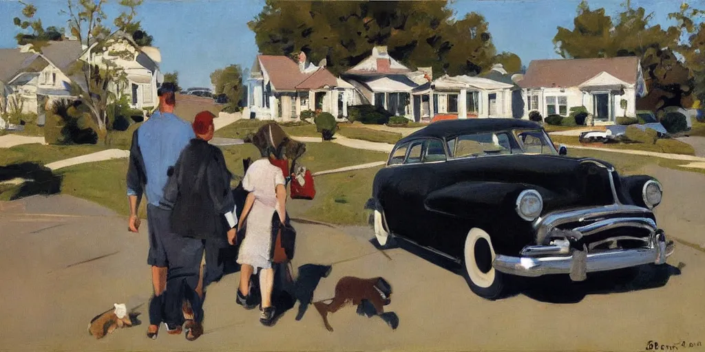 Prompt: us suburbs ben aronson 1950