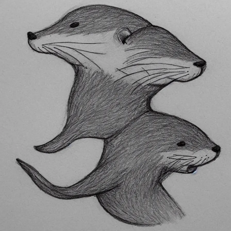 Image similar to pencil sketch!!! of a stylized otter symbol logo!!!