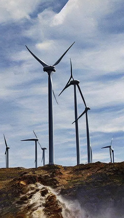 Prompt: high fantasy wind turbines, epic and very beautiful!!!