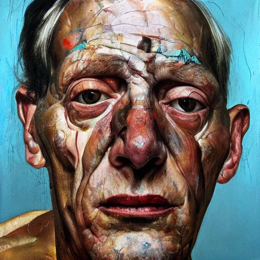 Prompt: high quality high detail painting by lucian freud and jenny saville, hd, holy person, turquoise