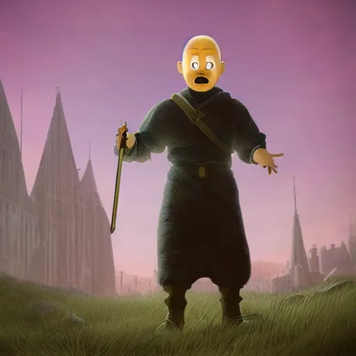 Prompt: tintin as a dark souls boss by mike winkelmann