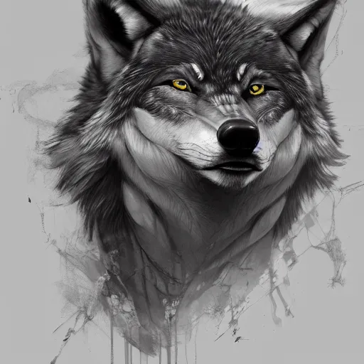 Prompt: anthro wolf highly detailed painting by naochika morishita, akihiko yoshida, greg tocchini, 4 k, trending on artstation, 8 k