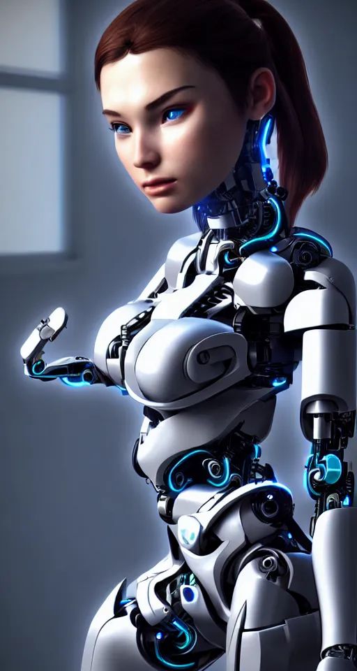 Image similar to beutiful girl cyborg, trending artstaition, unreal engine