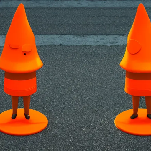 Prompt: orange traffic cone character in the style of pixar