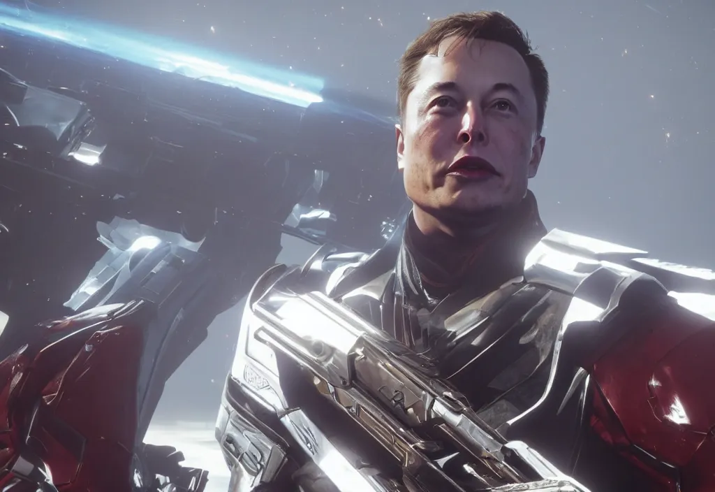 Image similar to elon musk in destiny 2, elon musk in the video game destiny 2, gameplay screenshot, close up, 3 d rendering. unreal engine. amazing likeness. very detailed.