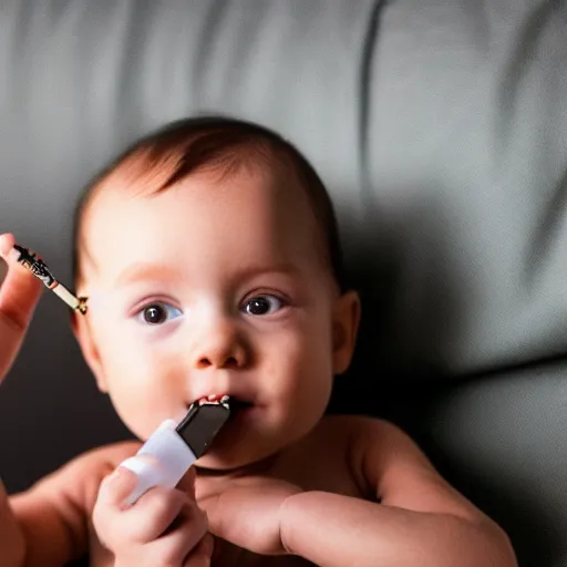 Image similar to baby with a juul