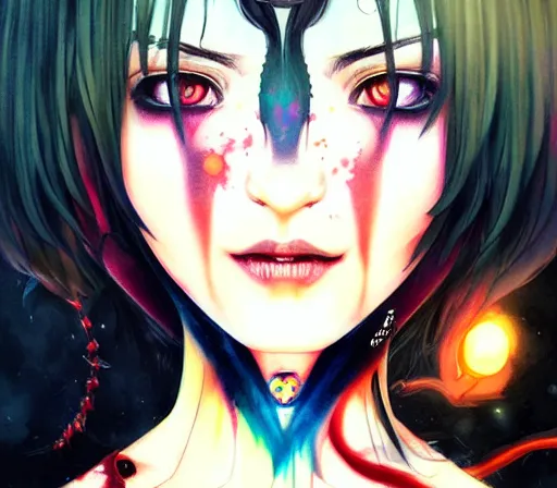 Prompt: a Demon Slayer FAN art portrait of grown up Mitsuri Kanroji ,by Stanely Artgerm,Tom Bagshaw,arthur adams,Carne Griffiths,trending on DeviantArt,street art,face enhance,chillwave,maximalist,full of color,glittering