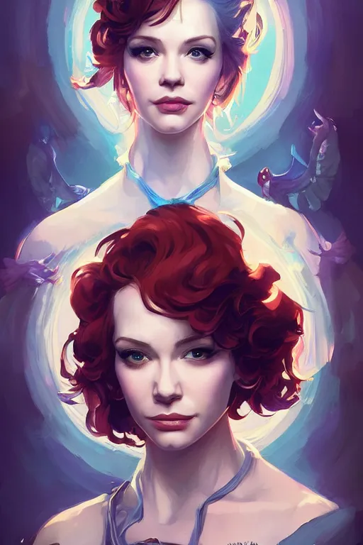 Image similar to christina hendricks by artgerm, tooth wu, dan mumford, beeple, wlop, rossdraws, james jean, marc simonetti, artstation giuseppe dangelico pino and michael garmash and rob rey and greg manchess and huang guangjian and makoto shinkai