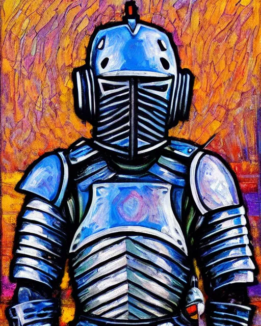 Image similar to a armored knight, wearing headphone by erin hanson