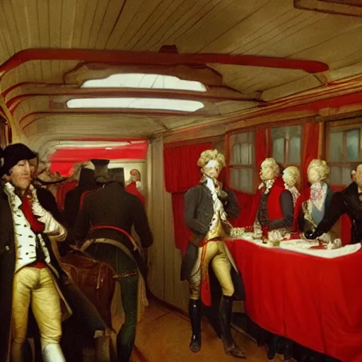 Prompt: gentleman john burgoyne's redcoat regular party train, 1 8 th century american revolutionary detailed war scene oil on canvas shimmer artstation