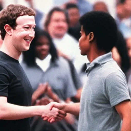 Image similar to mark zuckerberg and michael jackson shaking hands