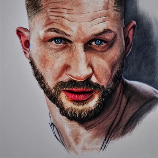 Image similar to ultra realistic portrait of Tom Hardy, detailed, 8K, sketch style,