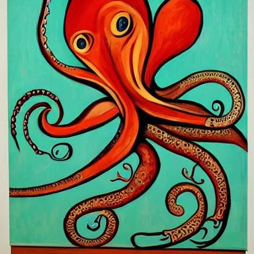 Prompt: picasso painting of an octopus