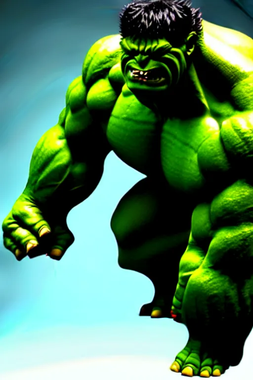 Image similar to a genetic combination of frankenstein, hulk, and godzilla, extreme angle, dynamic lighting, ultra detailed