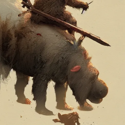 Prompt: eeyore brutally murdering pooh bear, character portrait, concept art, intricate details, highly detailed 4 k by greg rutkowski, michael whelan