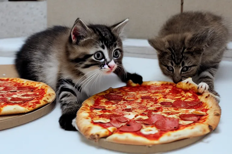 cat eating pizza