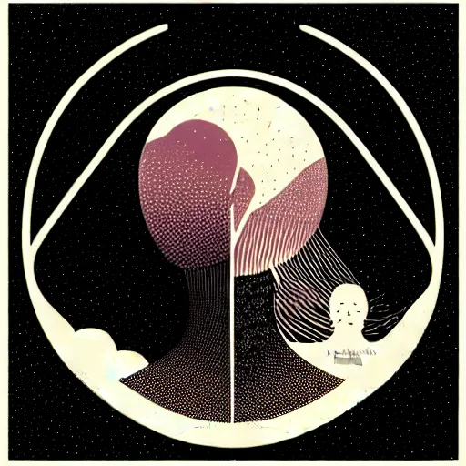 Image similar to a wandering mind, logo, simple white background victo ngai, kilian eng