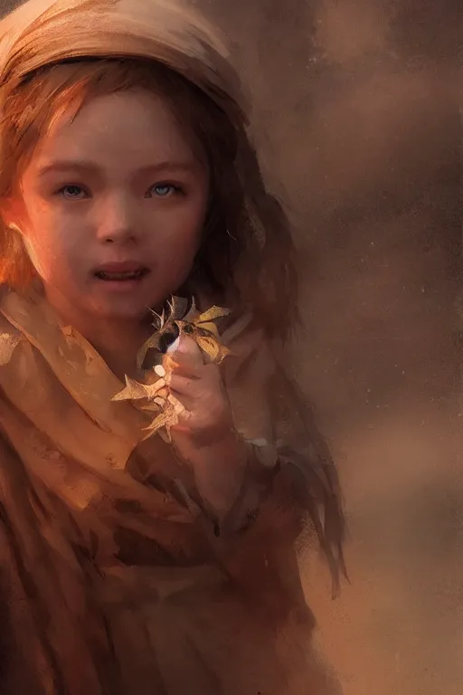 Image similar to medieval little girl, joyful, close-up portrait, intricate, elegant, volumetric lighting, scenery, digital painting, highly detailed, artstation, sharp focus, illustration, concept art, ruan jia, steve mccurry