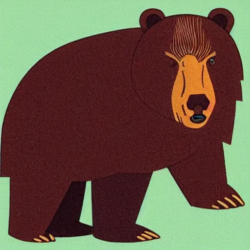 Image similar to a communist brown bear drawn in soviet style