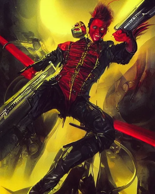 Image similar to “Gerard way as by Peter Andrew Jones, hyper detailed”