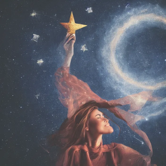 Image similar to a woman trapped in a star