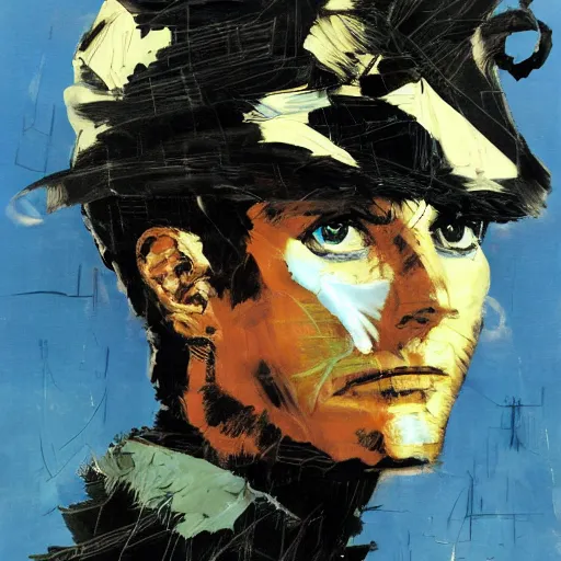 Image similar to portrait of corto maltese by dave mckean and yoji shinkawa, oil on canvas