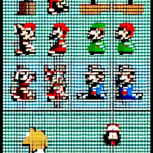 Prompt: Super Mario game sprites