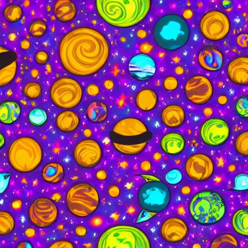 Image similar to psychedelic trippy couch in space, planets, milky way, sofa, cartoon