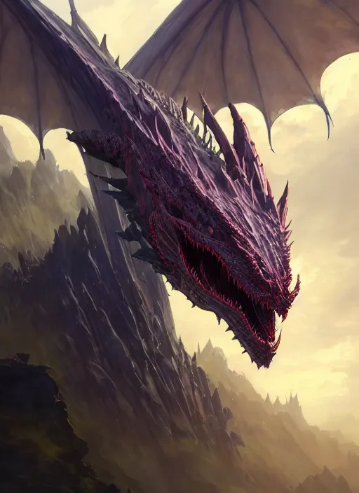 Image similar to highly detailed portrait of elder dragon from the game'guild wars 2 ', stephen bliss, unreal engine, greg rutkowski, loish, rhads, ferdinand knab, makoto shinkai and lois van baarle, ilya kuvshinov, rossdraws, tom bagshaw, alphonse mucha, global illumination, radiant light, detailed and intricate environment