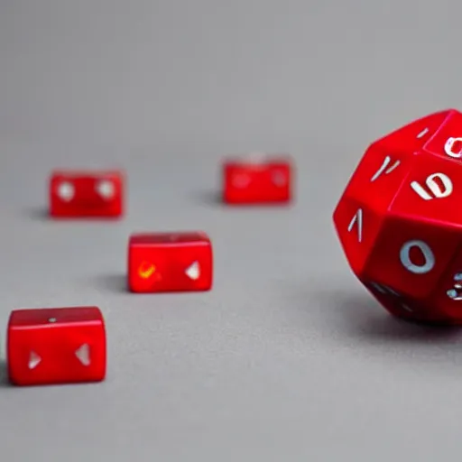 Image similar to a red dragon holding a 2 0 - sided red dice, white background