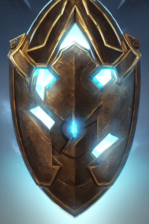 Image similar to shield fantasy epic legends game icon stylized digital illustration radiating a glowing aura global illumination ray tracing hdr fanart arstation by ian pesty and katarzyna da „ bek - chmiel