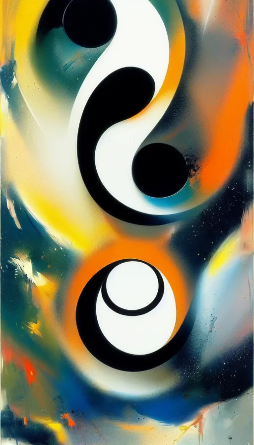 Image similar to Abstract representation of ying Yang concept, by John Berkey