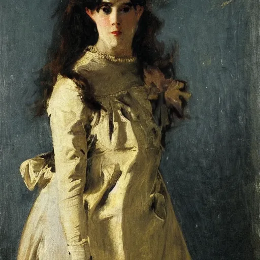 Prompt: portrait of action heroine by alfred stevens