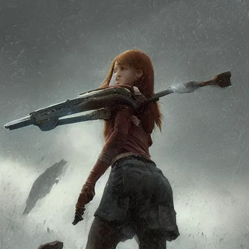 Prompt: a highly detailed epic cinematic concept art CG render digital painting artwork: teenage Sadie Sink in action. By Greg Rutkowski, Ilya Kuvshinov, WLOP, Stanley Artgerm Lau, Ruan Jia and Fenghua Zhong, trending on ArtStation, subtle muted cinematic colors, made in Maya, Blender and Photoshop, octane render, excellent composition, cinematic atmosphere, dynamic dramatic cinematic lighting, precise correct anatomy, aesthetic, very inspirational, arthouse
