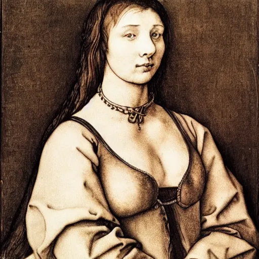 Prompt: photo of young woman by albrecht durer
