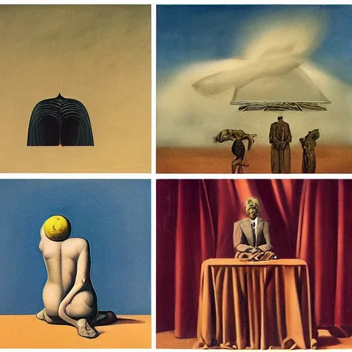 Image similar to problem of evil, godless, symbolic, freudian, by dali, by de chirico, by magritte, by paula rego, by neo rauch