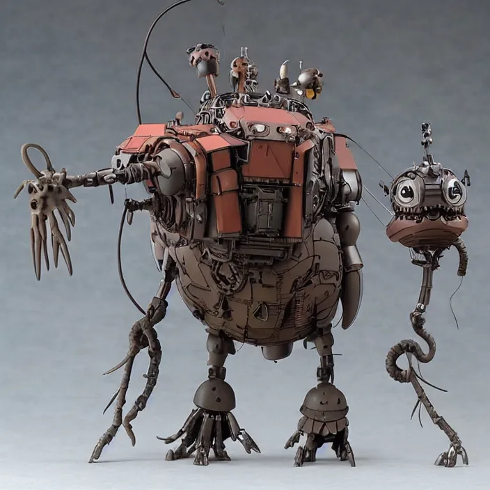 Prompt: A Lovecraftian scary giant mechanized adorable Mule from Studio Ghibli Howl's Moving Castle (2004) as a 1980's Kenner style action figure, 5 points of articulation, full body, 4k, highly detailed. award winning sci-fi. look at all that detail!