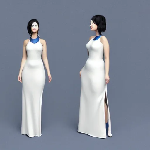 Prompt: curvy feminine hot goth cutie in a sublime elegant polished sequined white-blue latex neck-high or tube-top floor length gown, thin waist, cgsociety, photorealistic, comfy ambience, idealistic, 16k, smooth, sharp focus, trending on ArtStation, volumetric lighting, fully clothed, worksafe