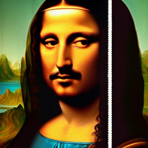 Prompt: Freddy Mercury as the Mona Lisa