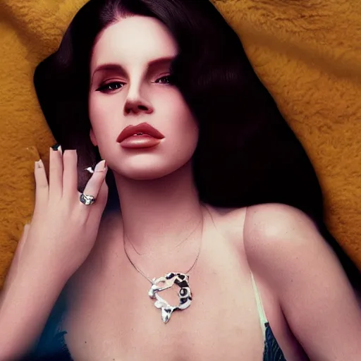 Image similar to Lana del rey album cover, photorealistic