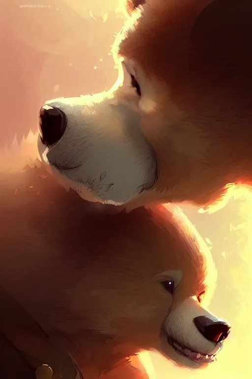 Image similar to cute cartoon bear, sharp focus, illustration, highly detailed, digital painting, concept art, matte, art by wlop and artgerm and greg rutkowski and alphonse mucha, masterpiece