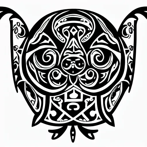Prompt: tattoo sketch, cyclope cat, a draft, organic ornament, maori, vector