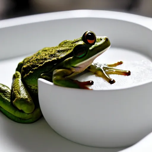 Prompt: a frog in yoghurt