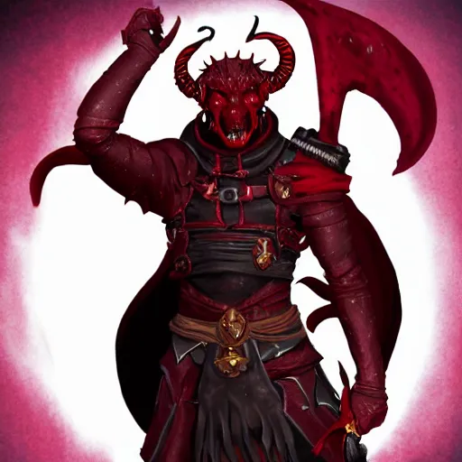 Image similar to helltaker tiefling, rogue, d & d, red skin