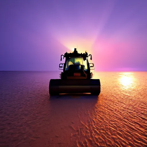 Image similar to ultrawide shot backlit ploughing the seabed underwater