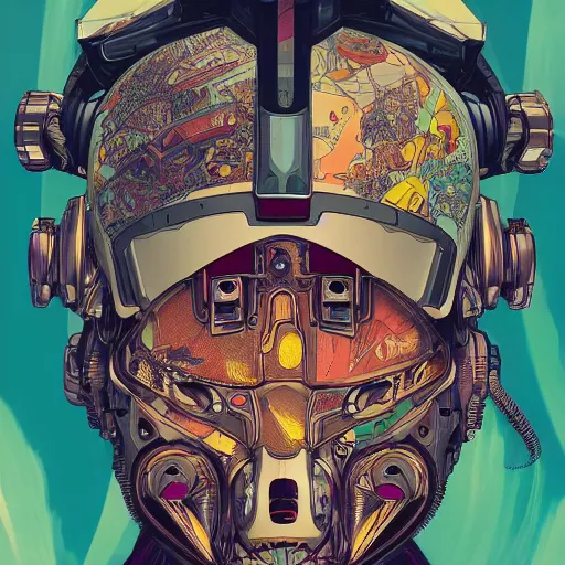 Image similar to high quality high detail biomechanical portrait of diesel punk in an alien world, gundam head, mekka, tristan eaton, victo ngai, artgerm, rhads, ross draws, hyperrealism, intricate detailed, alphonse mucha, 8 k, sci - fi, pastel colors, artstation,