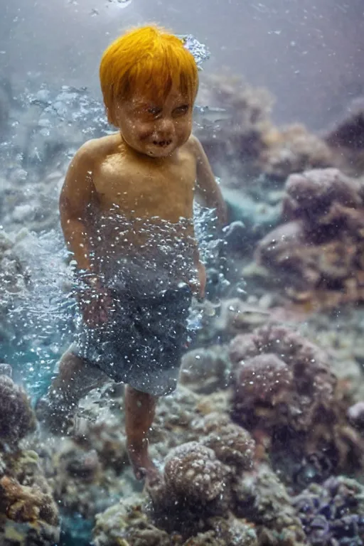 Prompt: Kodak portra 160, 8K, highly detailed, portrait, focus on face, tilt shift: famous french actor in low budget movie remake, underwater scene